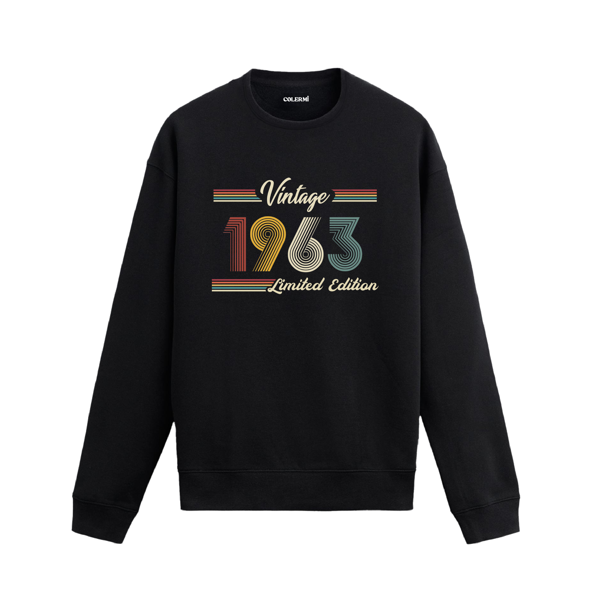 Retro tipografili 1963 Klasik Vintage Colermi sweatshirt