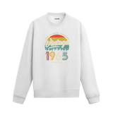 1965 yılı baskılı beyaz retro vintage sweatshirt