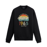 1965 yılı baskılı siyah retro vintage sweatshirt