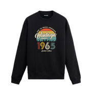1965 yılı baskılı siyah retro vintage sweatshirt