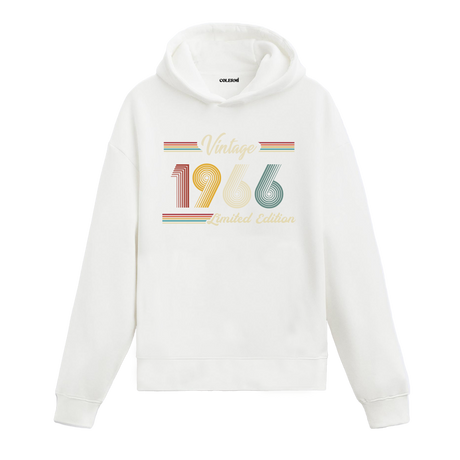 1966 doğumlu kişiler için tasarlanmış beyaz klasik vintage hoodie