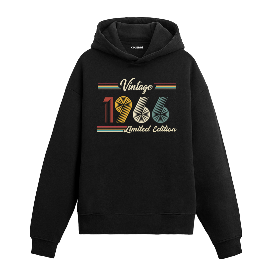1966 doğumlu kişiler için tasarlanmış siyah klasik vintage hoodie