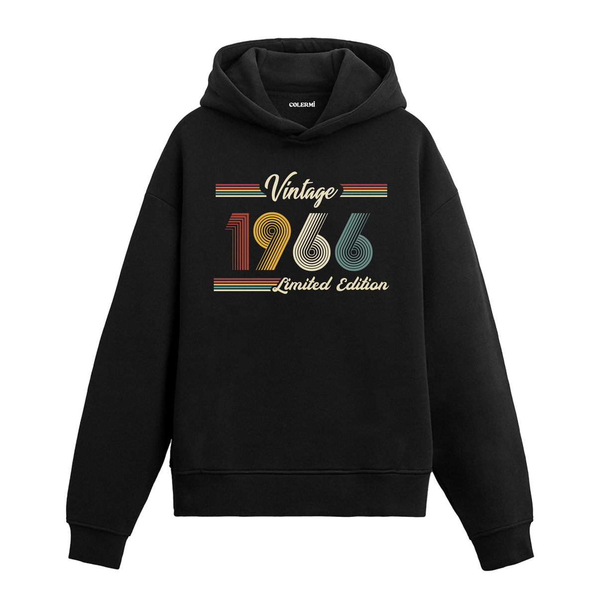 1966 doğumlu kişiler için tasarlanmış siyah klasik vintage hoodie