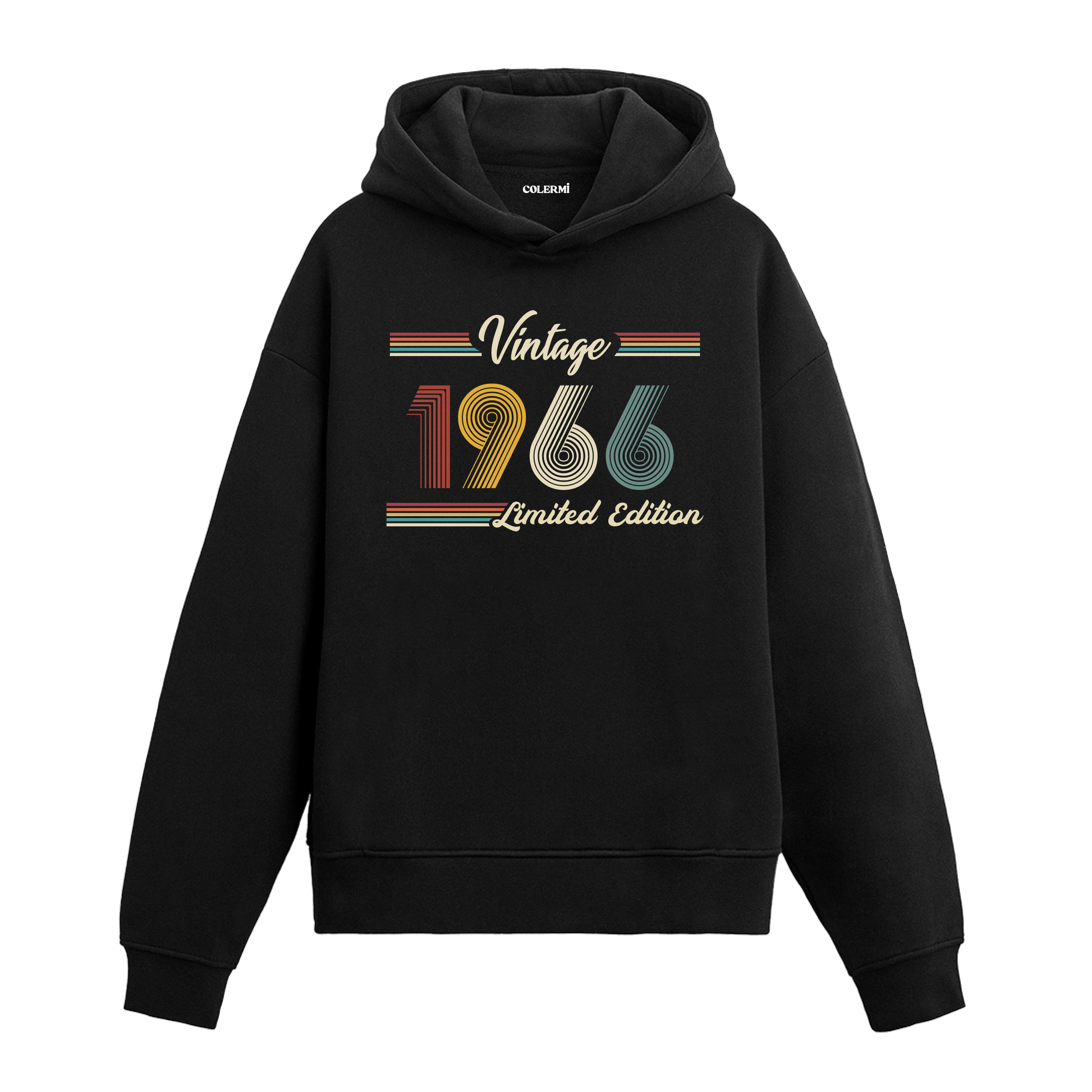 1966 doğumlu kişiler için tasarlanmış siyah klasik vintage hoodie