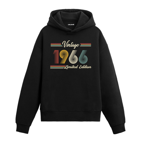 1966 doğumlu kişiler için tasarlanmış siyah klasik vintage hoodie