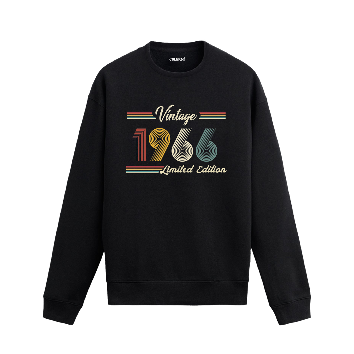 Retro tipografili 1966 Klasik Vintage Colermi sweatshirt