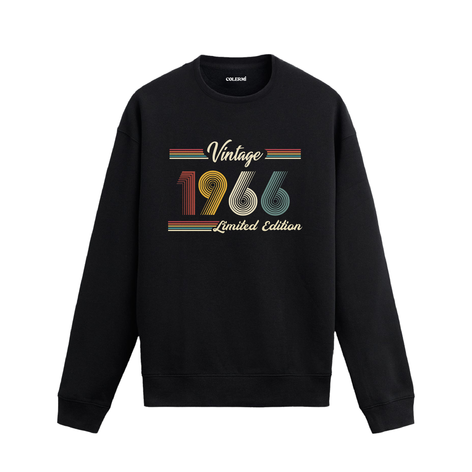 Retro tipografili 1966 Klasik Vintage Colermi sweatshirt