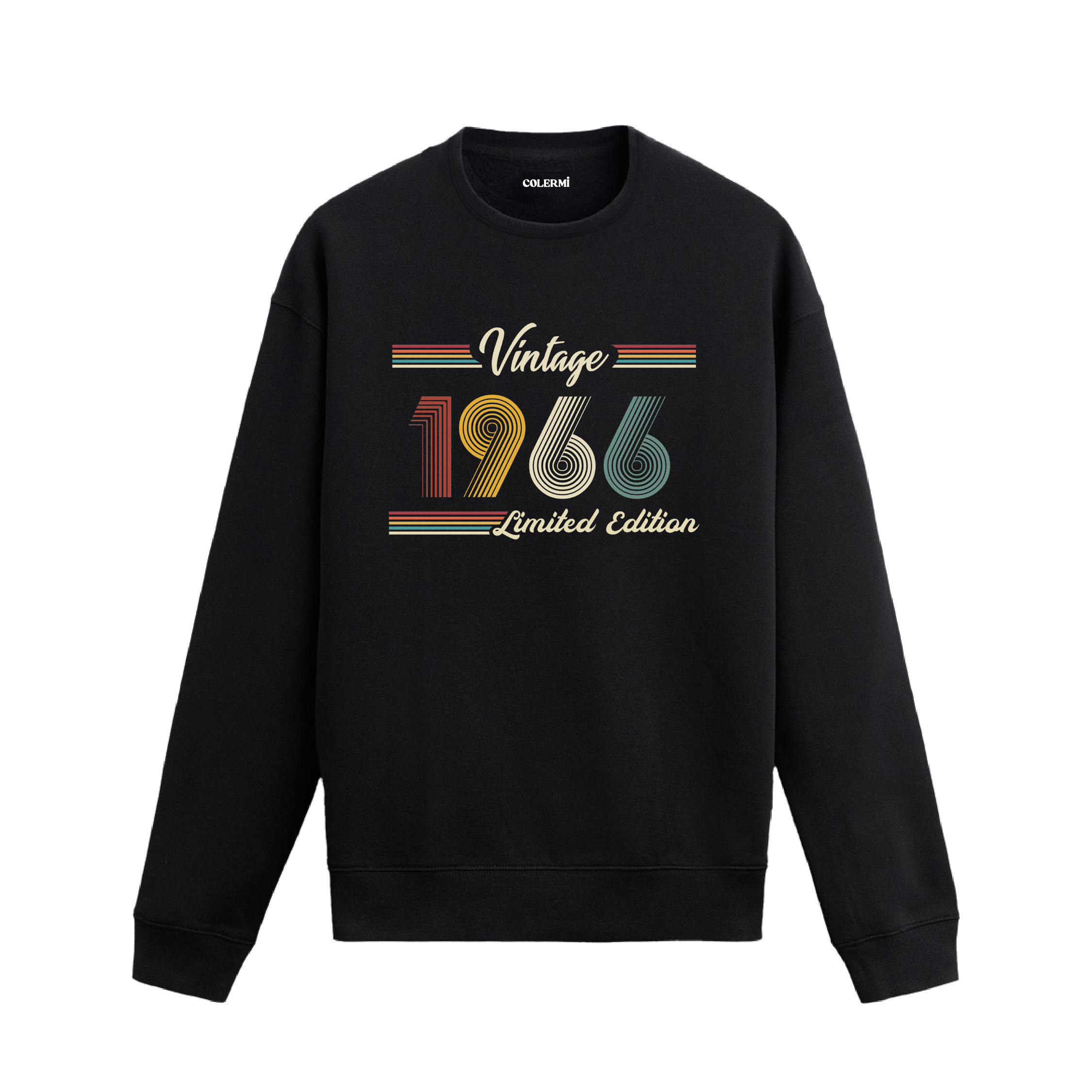 Retro tipografili 1966 Klasik Vintage Colermi sweatshirt