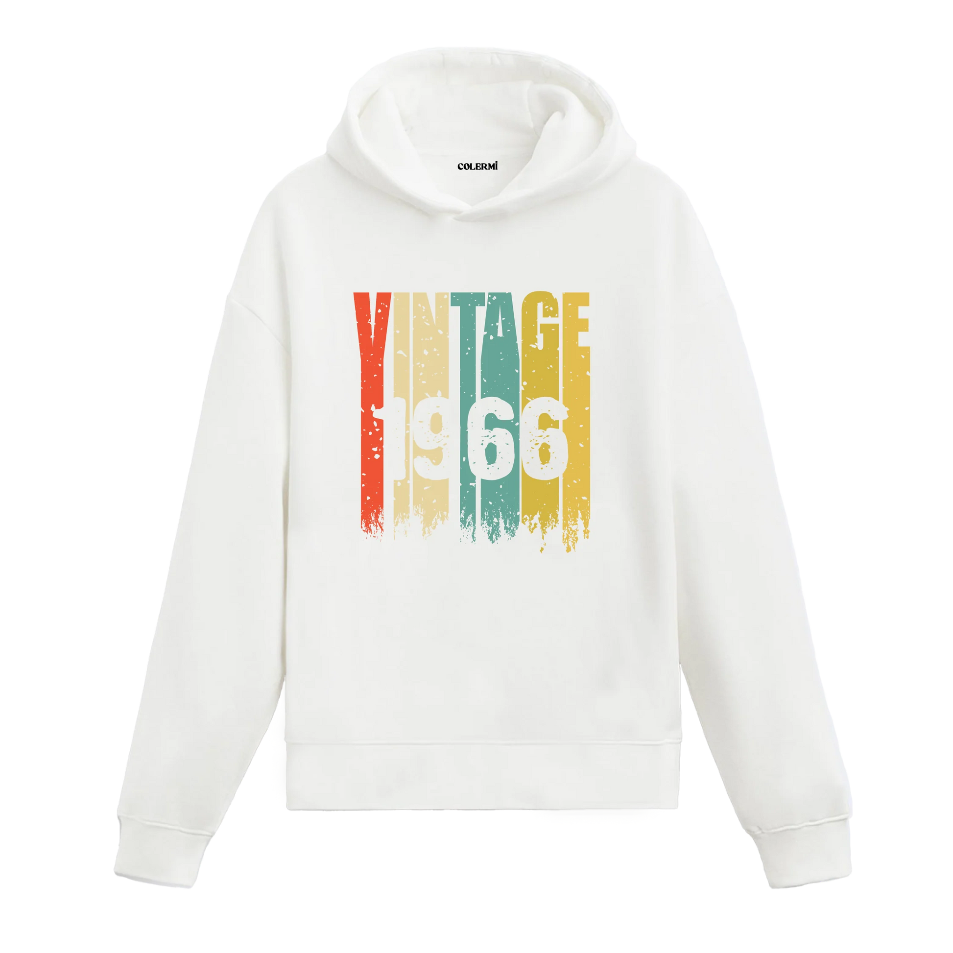 1966 doğum yılına özel retro tasarımlı Vintage Era hoodie
