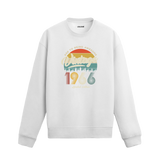 1966 yılı baskılı beyaz retro vintage sweatshirt