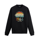 1966 yılı baskılı siyah retro vintage sweatshirt