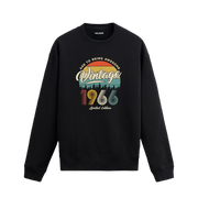 1966 yılı baskılı siyah retro vintage sweatshirt