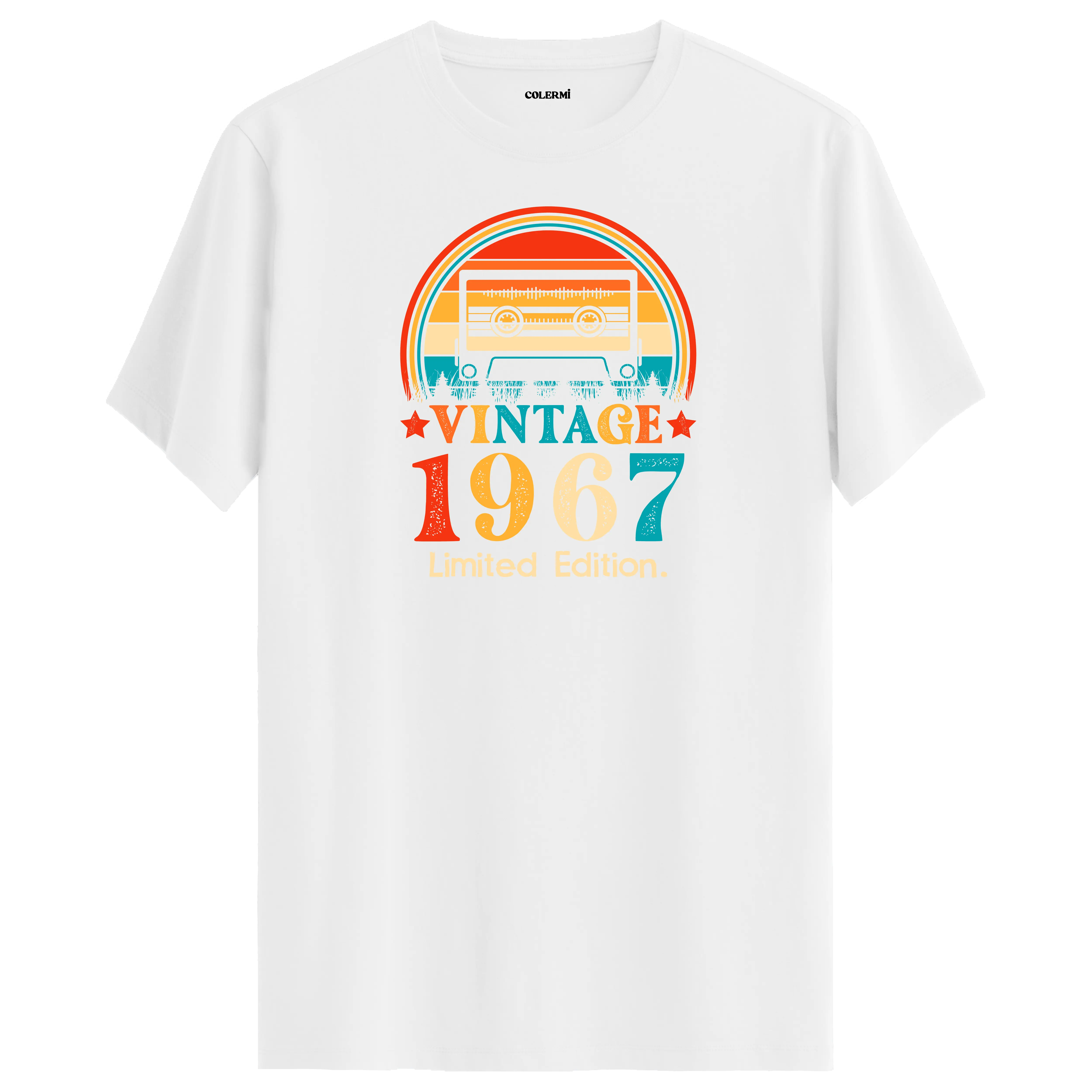 1967 mixtape vintage beyaz tişört, kaset baskısı ve pamuklu yapısıyla günlük şıklık sunar.