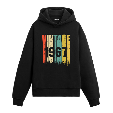 1967 doğum yılına özel retro tasarımlı Vintage Era hoodie