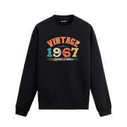 1967 yılına özel siyah Vintage Sweatshirt Echo, retro yıl ve yazı baskılı sweatshirt modeli.