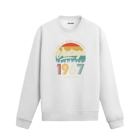 1967 yılı baskılı beyaz retro vintage sweatshirt