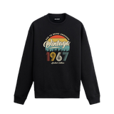 1967 yılı baskılı siyah retro vintage sweatshirt