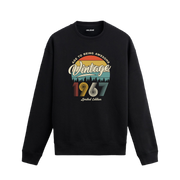 1967 yılı baskılı siyah retro vintage sweatshirt