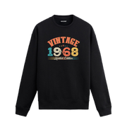 1968 yılına özel siyah Vintage Sweatshirt Echo, retro yıl ve yazı baskılı sweatshirt modeli.