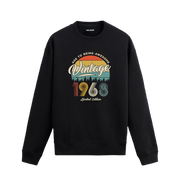 1968 yılı baskılı siyah nostalji vintage sweatshirt