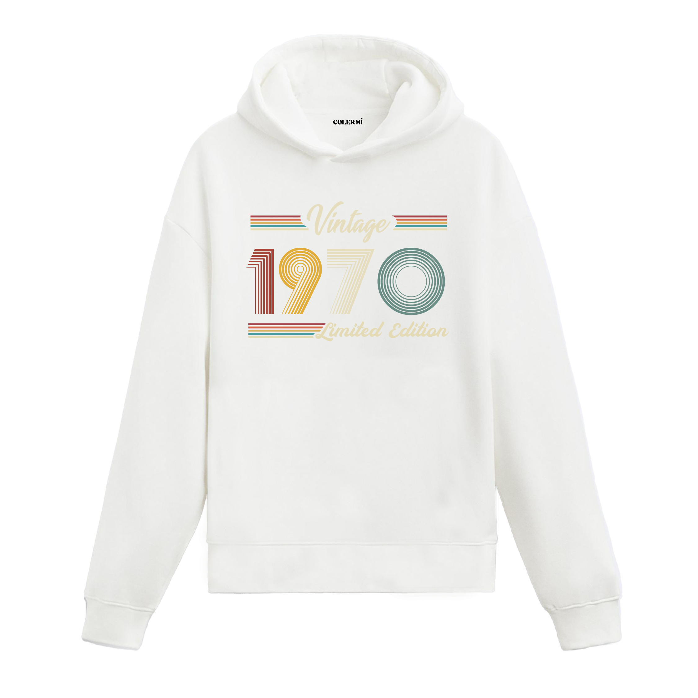 1970 doğumlu kişiler için tasarlanmış beyaz klasik vintage hoodie