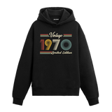 1970 doğumlu kişiler için tasarlanmış siyah klasik vintage hoodie