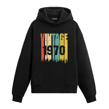 1970 doğum yılına özel retro tasarımlı Vintage Era hoodie
