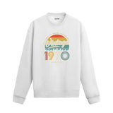 1970 yılı baskılı siyah retro vintage sweatshirt