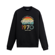 1970 yılı baskılı siyah retro vintage sweatshirt