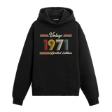 1971 doğumlu kişiler için tasarlanmış siyah klasik vintage hoodie