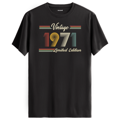 1971 yazılı klasik vintage retro tasarımlı antrasit tişört