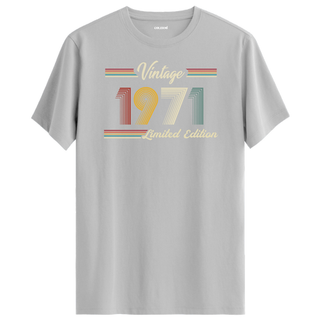 1971 yazılı klasik vintage retro tasarımlı gri tişört