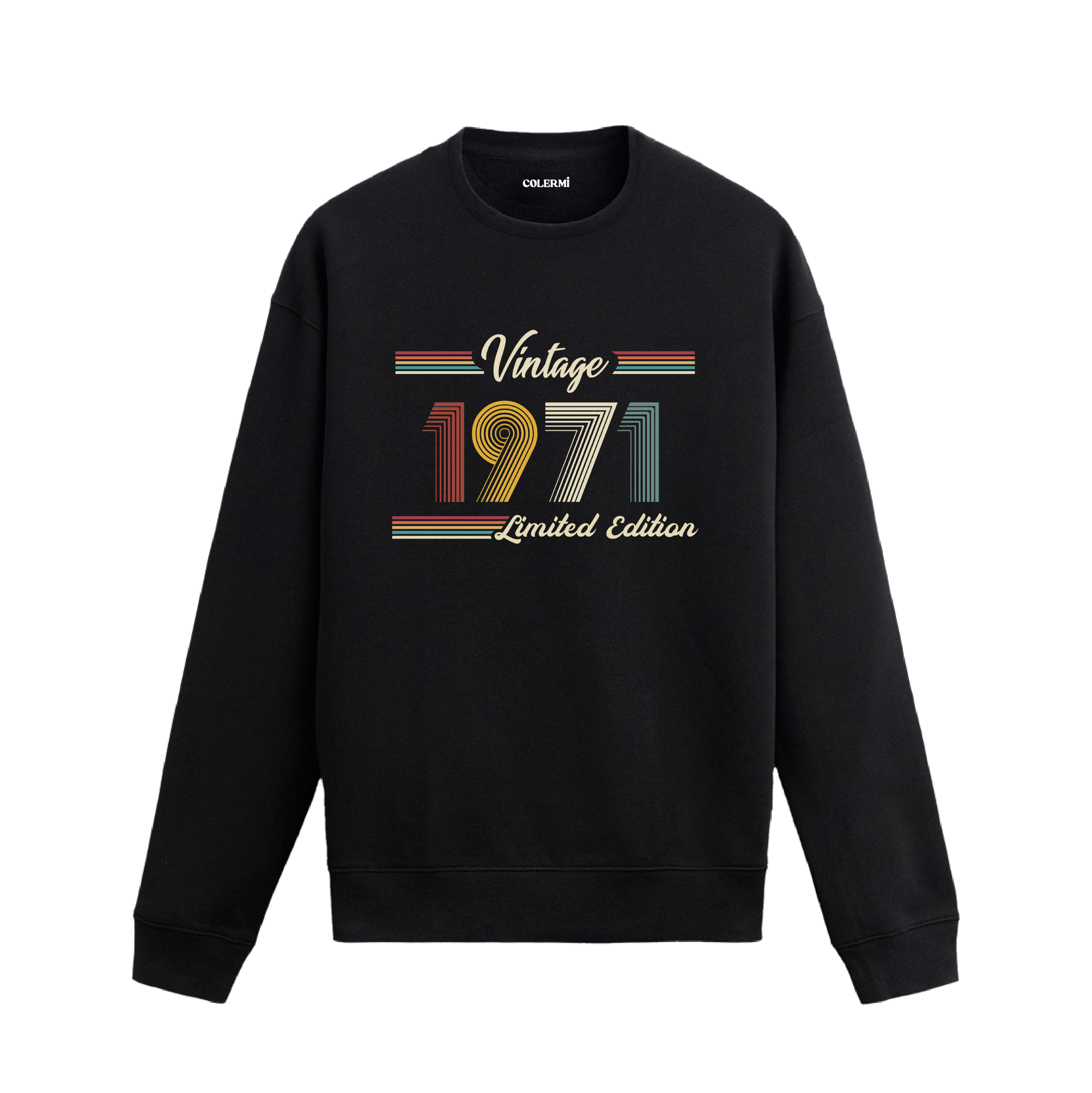 Retro tipografili 1971 Klasik Vintage Colermi sweatshirt