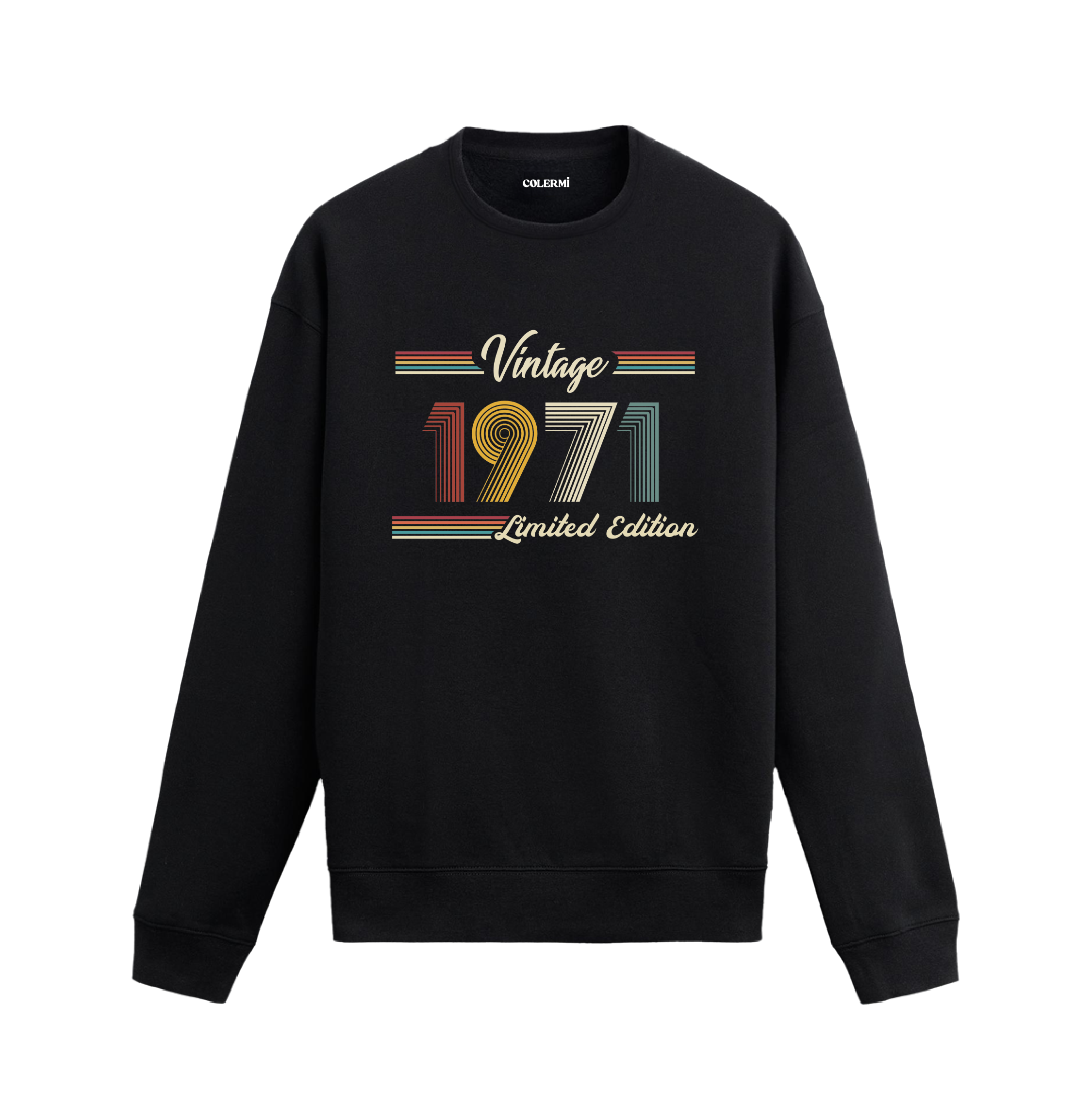Retro tipografili 1971 Klasik Vintage Colermi sweatshirt