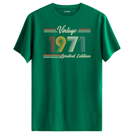 1971 yazılı klasik vintage retro tasarımlı yesil tişört