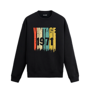Colermi 1971 Vintage Era tasarımlı siyah sweatshirt, retro baskılı.
