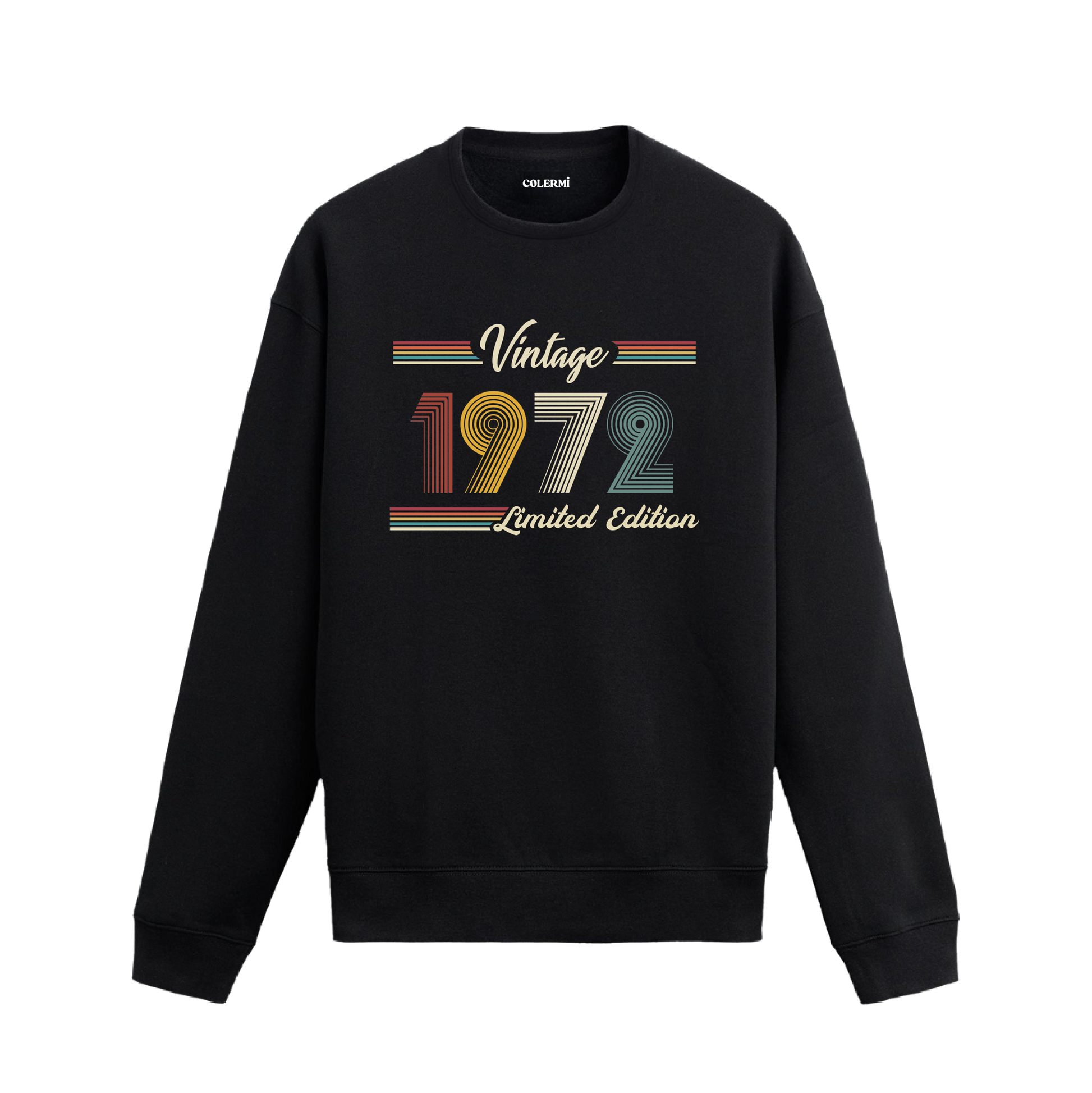 Retro tipografili 1972 Klasik Vintage Colermi sweatshirt