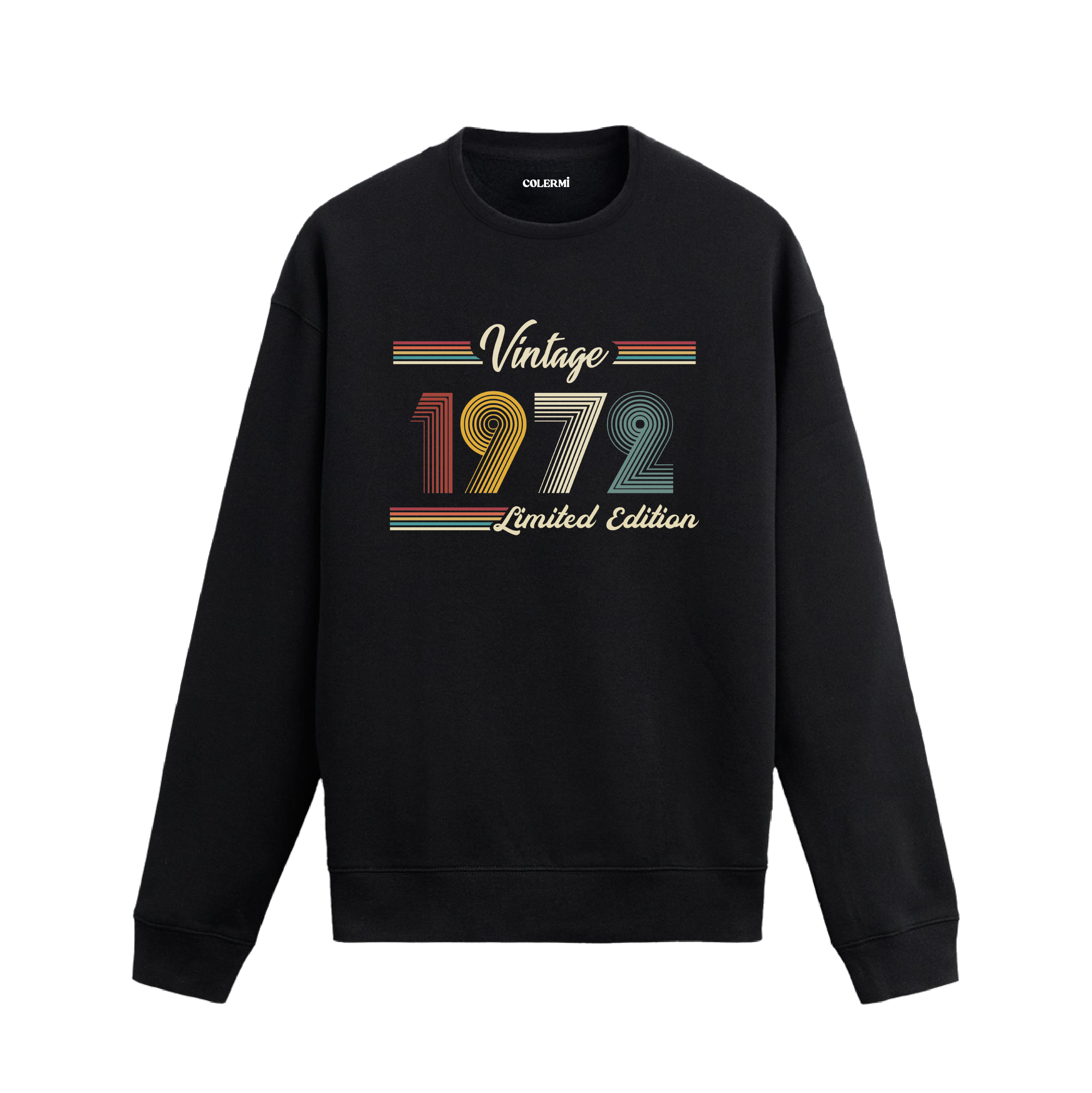 Retro tipografili 1972 Klasik Vintage Colermi sweatshirt