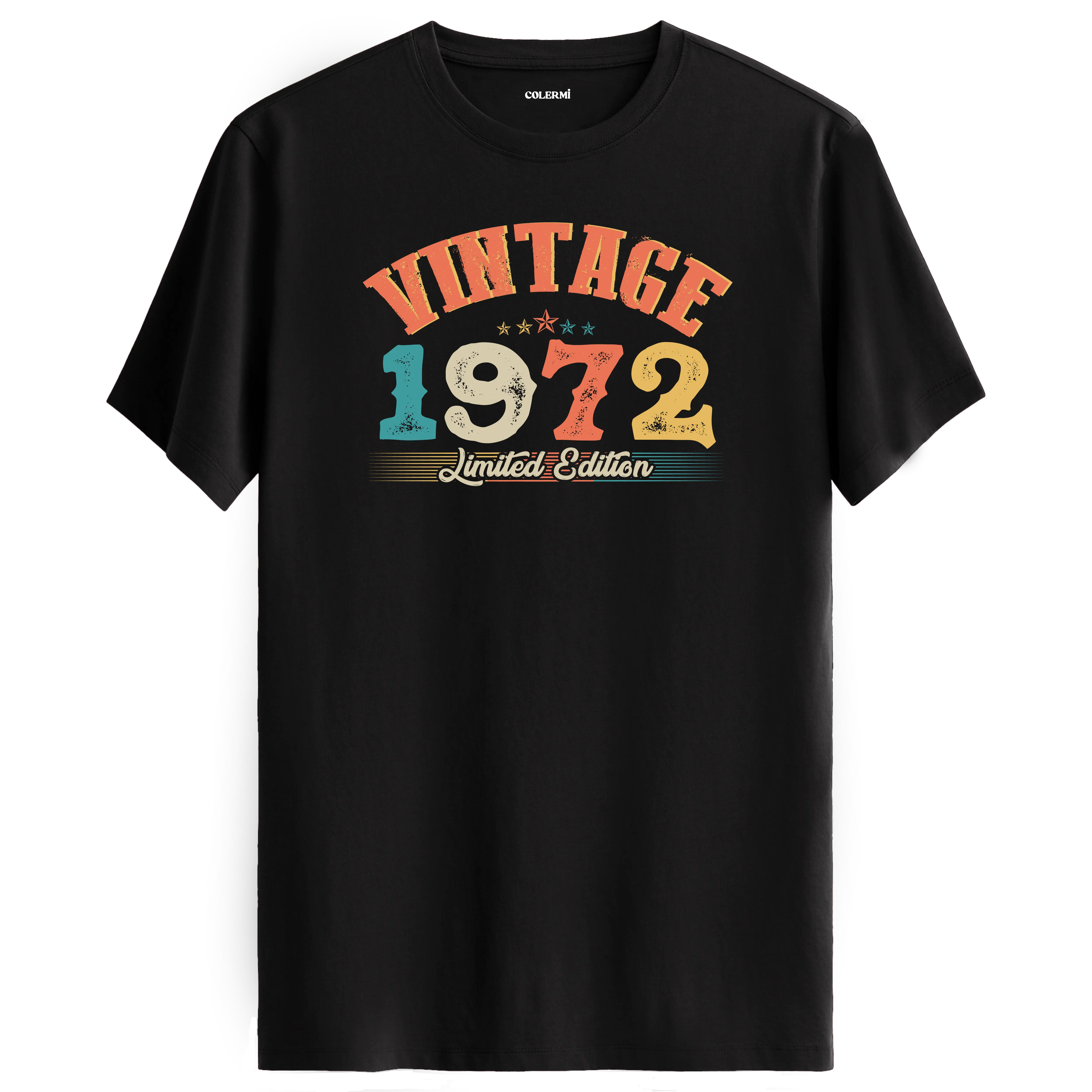 1972 Vintage Echo siyah tişört, premium pamuk kumaşıyla nostaljik ruhu modern şıklıkla buluşturur.