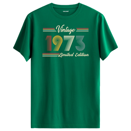 1973 yazılı klasik vintage retro tasarımlı yesil tişört