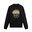 1973 yılı baskılı siyah retro vintage sweatshirt