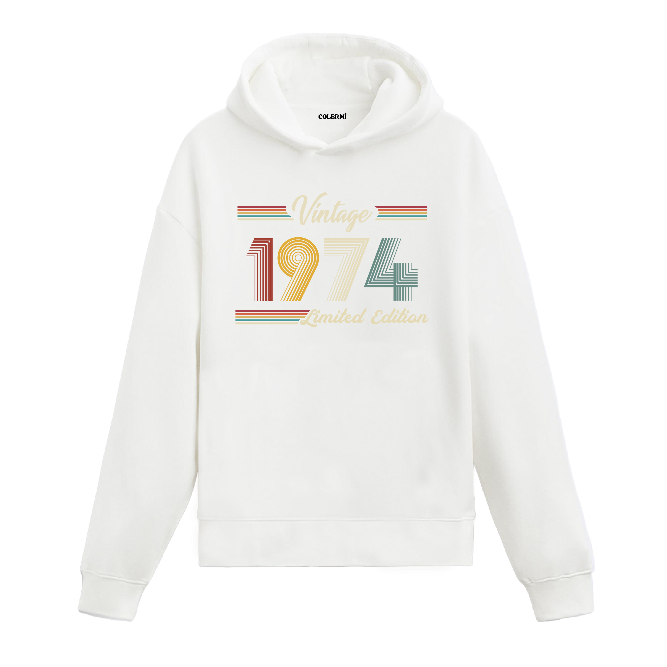 1974 doğumlu kişiler için tasarlanmış beyaz klasik vintage hoodie