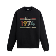 Retro tipografili 1974 Klasik Vintage Colermi siyah sweatshirt