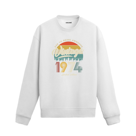 1974 yılı baskılı siyah retro vintage sweatshirt