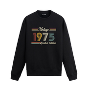 Retro tipografili 1975 Klasik Vintage Colermi siyah sweatshirt