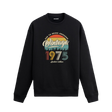 1975 yılı baskılı siyah retro vintage sweatshirt