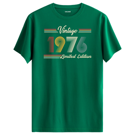 1976 yazılı klasik vintage retro tasarımlı yesil tişört