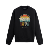 1976 yılı baskılı siyah retro vintage sweatshirt