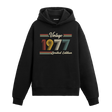 1977 doğumlu kişiler için tasarlanmış siyah klasik vintage hoodie