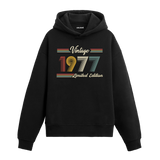 1977 doğumlu kişiler için tasarlanmış siyah klasik vintage hoodie